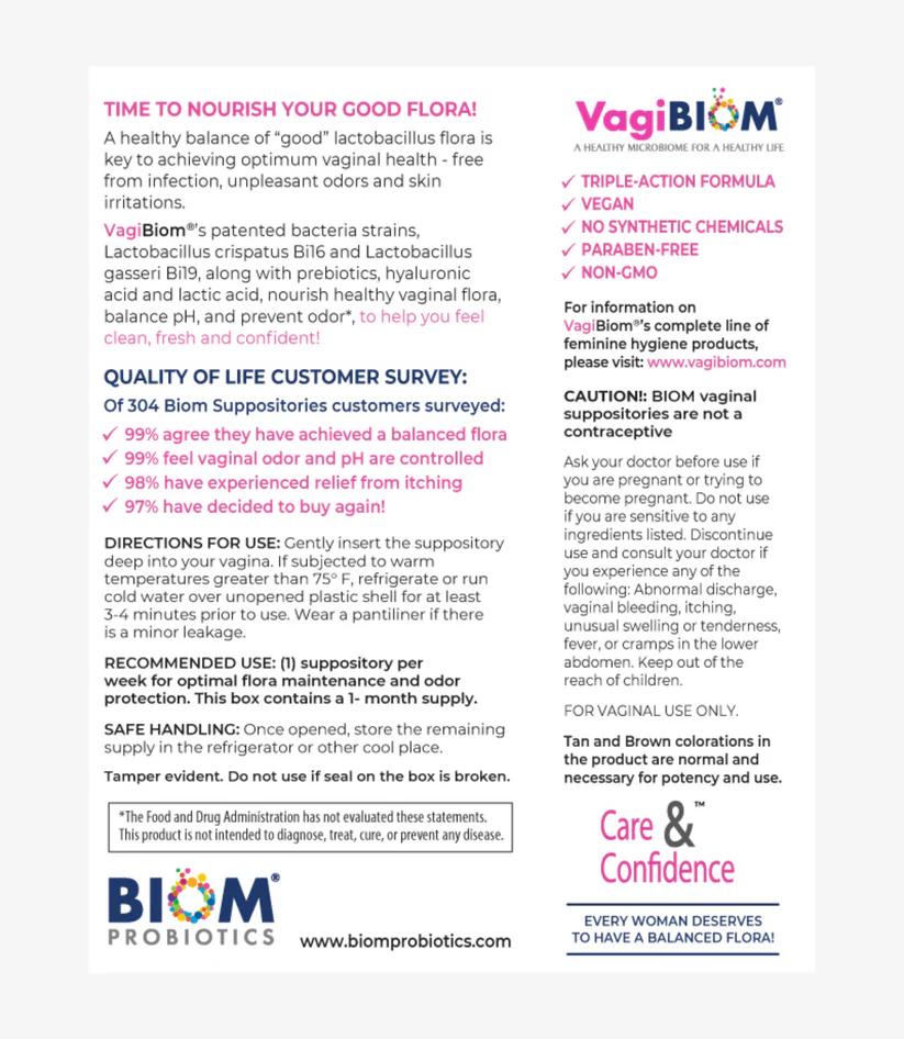 VagiBiom® Supositorio Vaginal Natural